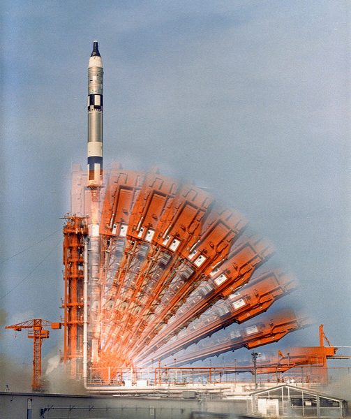 Gemini 10 launches using a modified TItan ICBM motor.