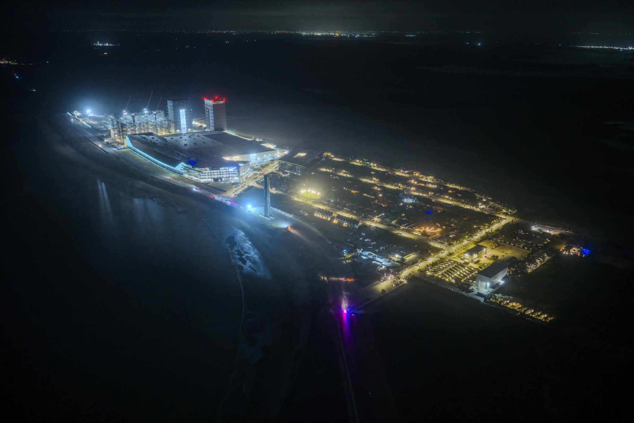 Elon Musk shares nighttime view of latest Starbase in Texas